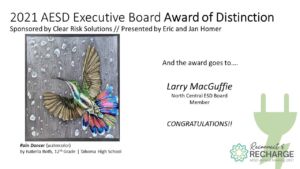Larry MacGuffie was awarded a piece of student artwork from the Puget Sound Region.