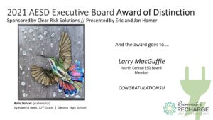 2021-AESD-Award-MacGuffie-min Larry MacGuffie was awarded a piece of student artwork from the Puget Sound Region.