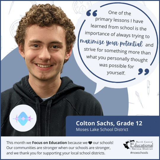 Colton Sachs: One of the primary lessons I have learned from school is the importance of always trying to maximize your potential and strive for something more than what you personally thought was possible for yourself.