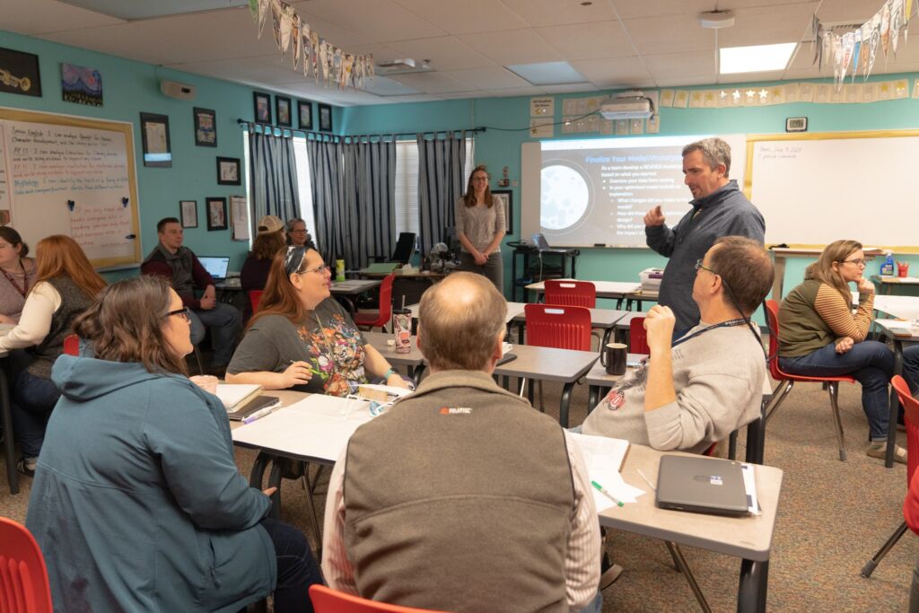 NCESD staff facilitate professional learning on STEM education best practices at local school district.